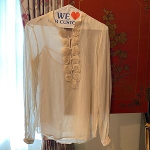 Club Monaco silk blouse with 3D silk flowers
